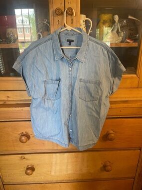 Talbots Light Denim Short-Sleeve Button-Up Shirt